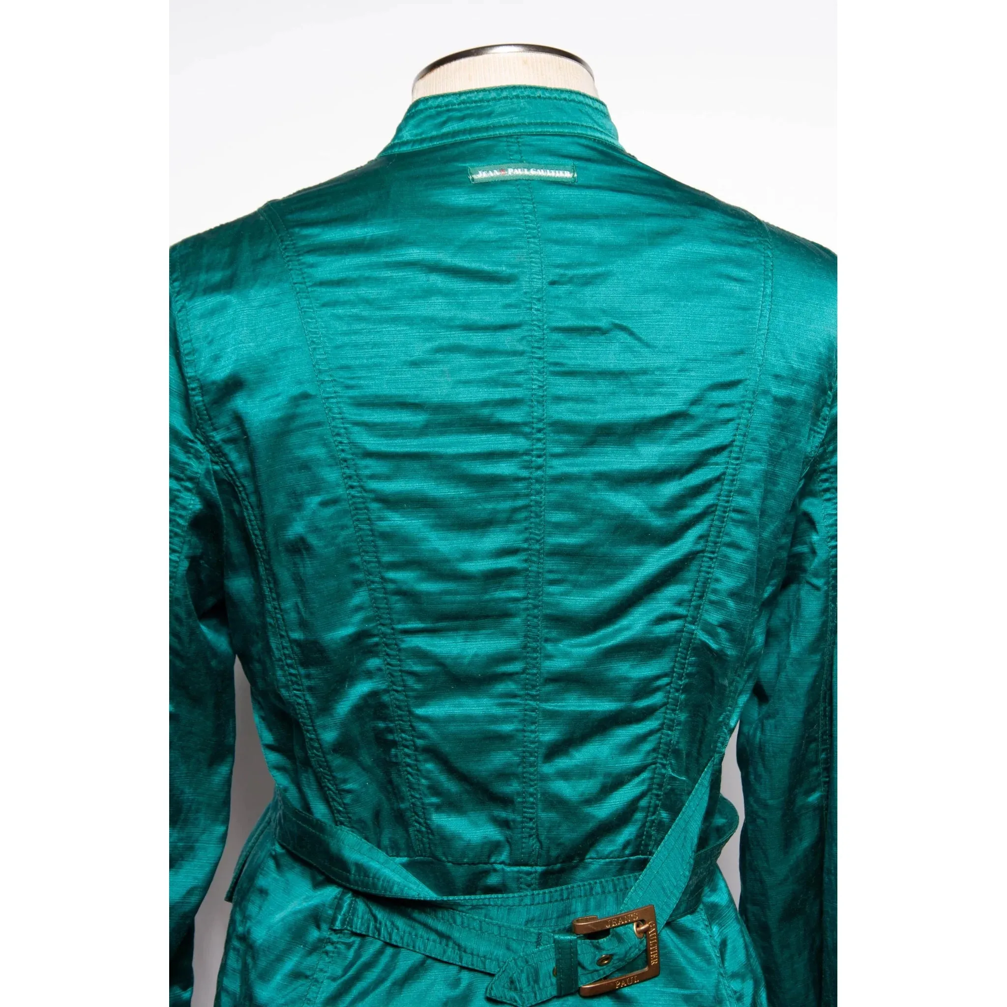 JEAN PAUL GAULTIER Vintage Teal Silk Blend Moto Style Jacket | S/M/L