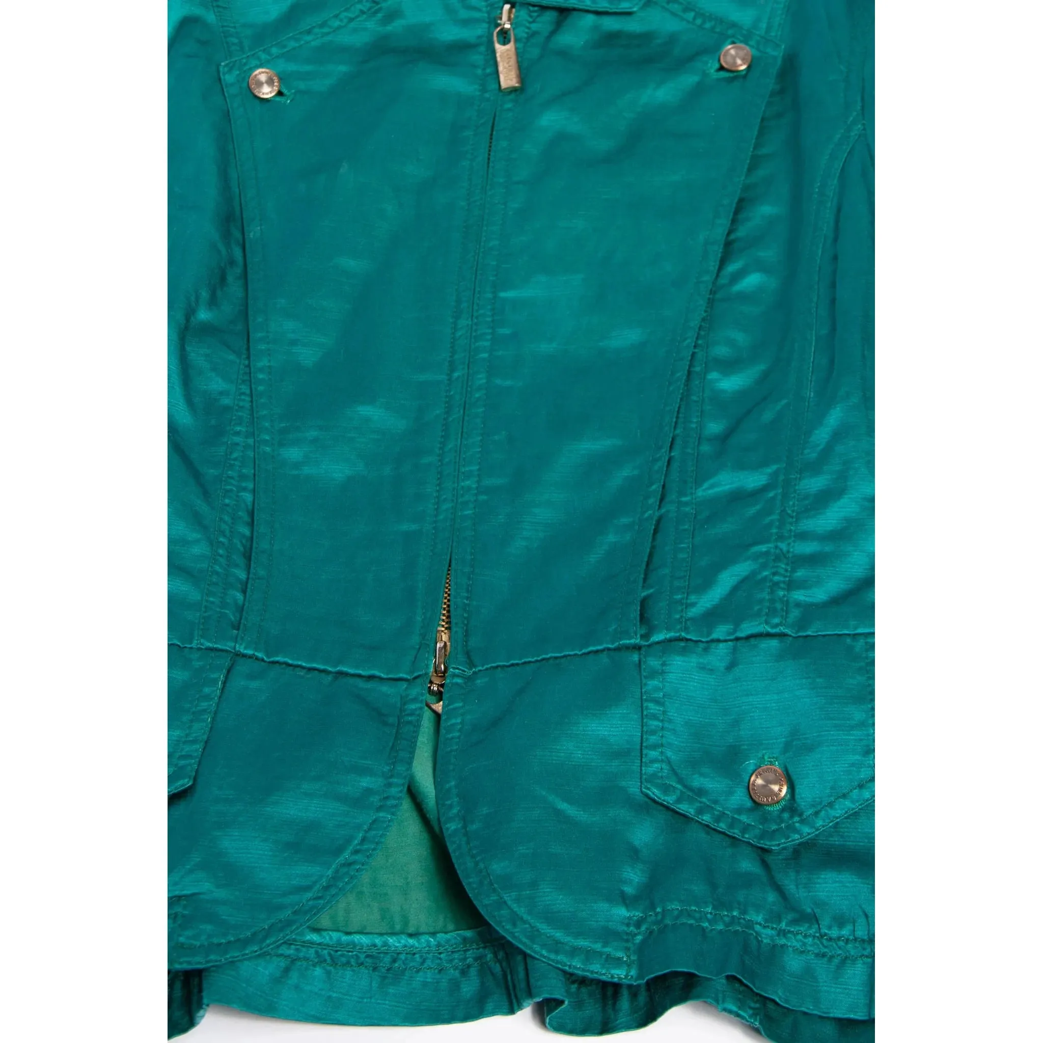 JEAN PAUL GAULTIER Vintage Teal Silk Blend Moto Style Jacket | S/M/L