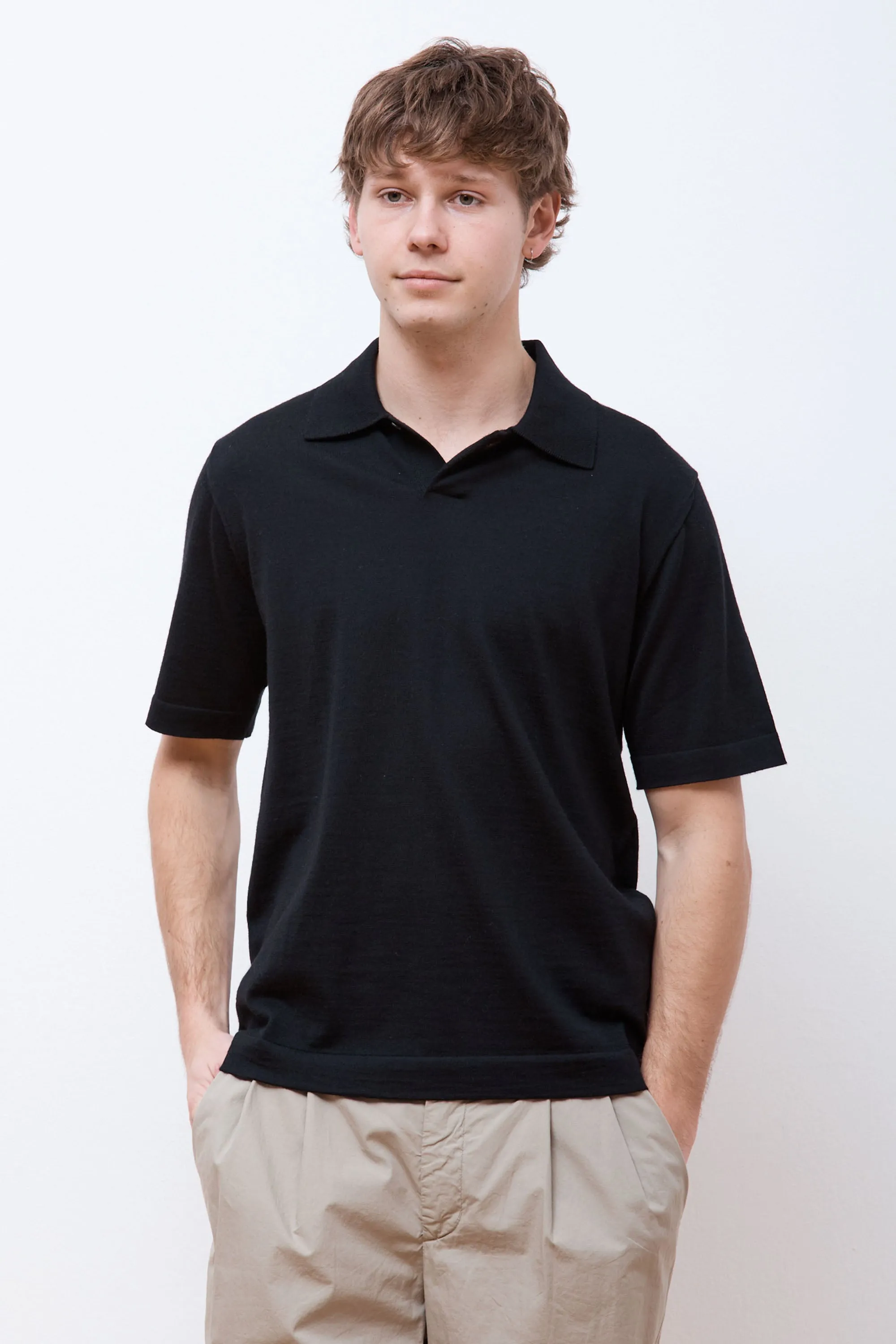 Jon Tech Merino SS Polo Black