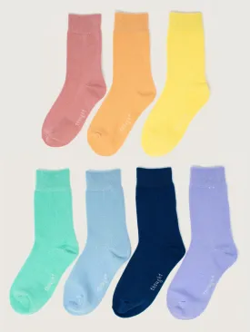 Kids' Essential Pastels Bamboo Organic Cotton 7 Pack Socks Gift Box