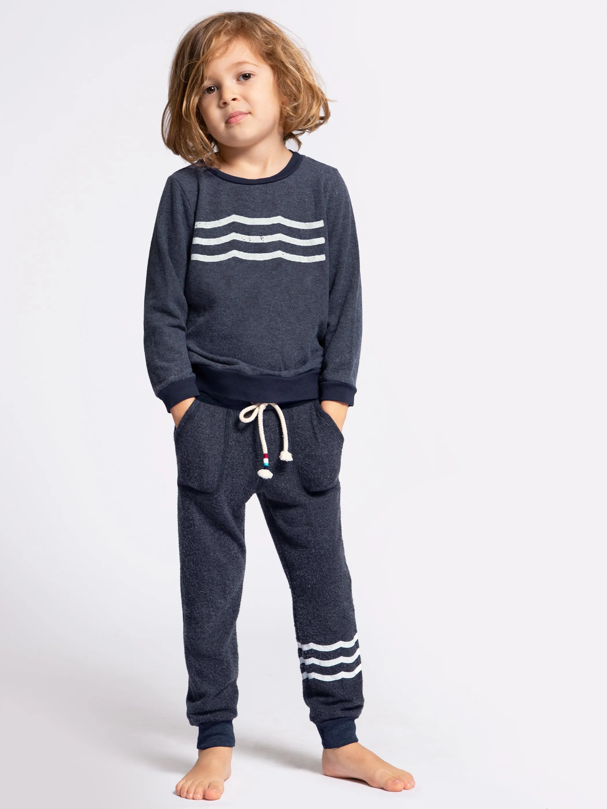 Kids Hacci Waves Pullover - Indigo