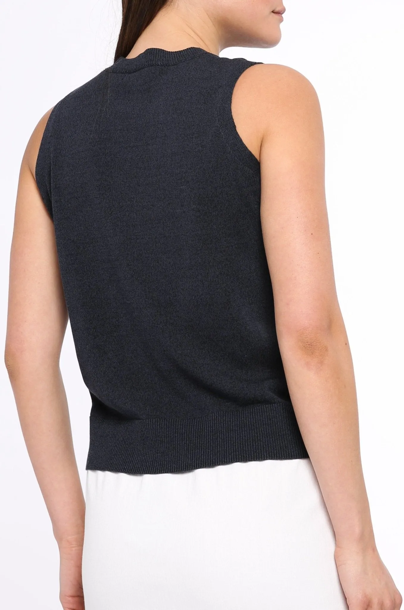 LIA SLEEVELESS CREW IN HIGH TWIST COTTON