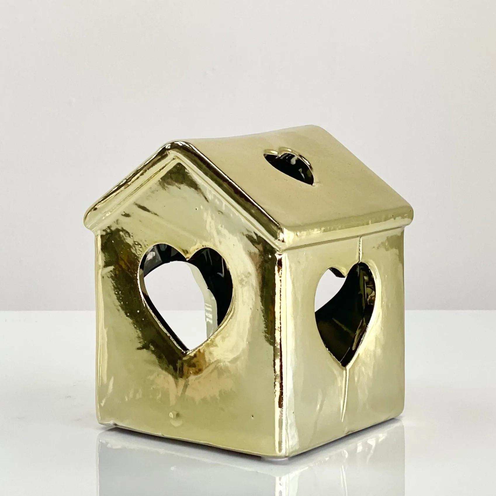 Little Gold Ceramic House With Heart