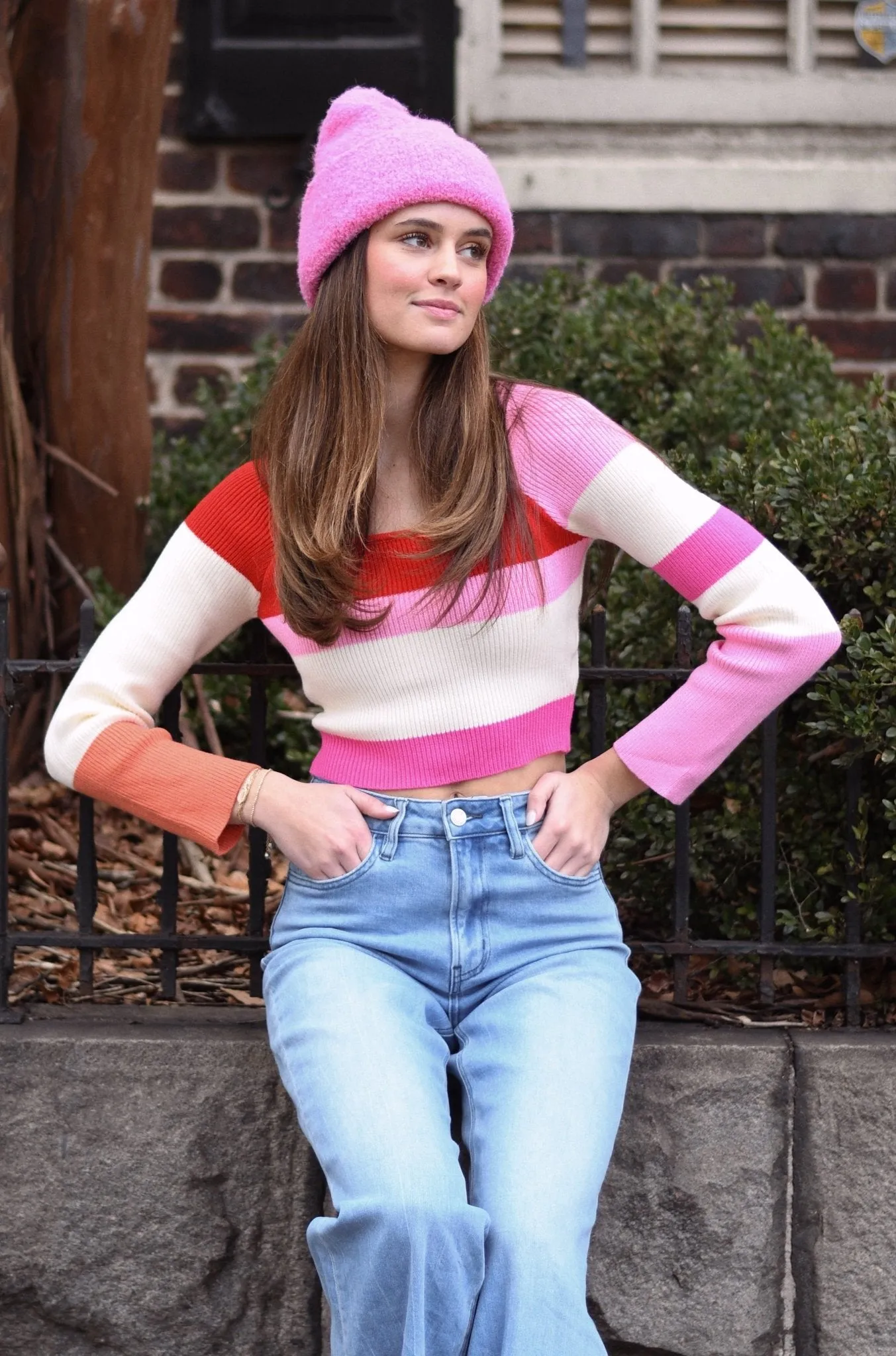 Long Sleeve Color Block Knit Top - FINAL SALE