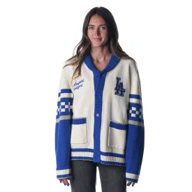 Los Angeles Dodgers Cream Jacquard Button-Up Sweater for Men