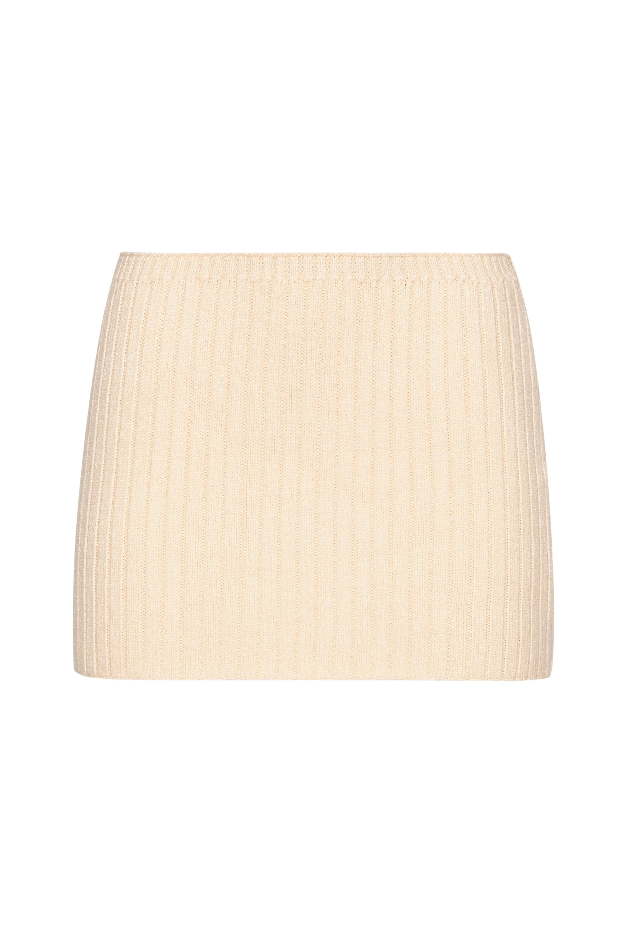 Low-Rise Rib Knit Mini Skirt