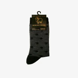 Mens Merino Wools Socks - Mini Kiwis Black, M-L