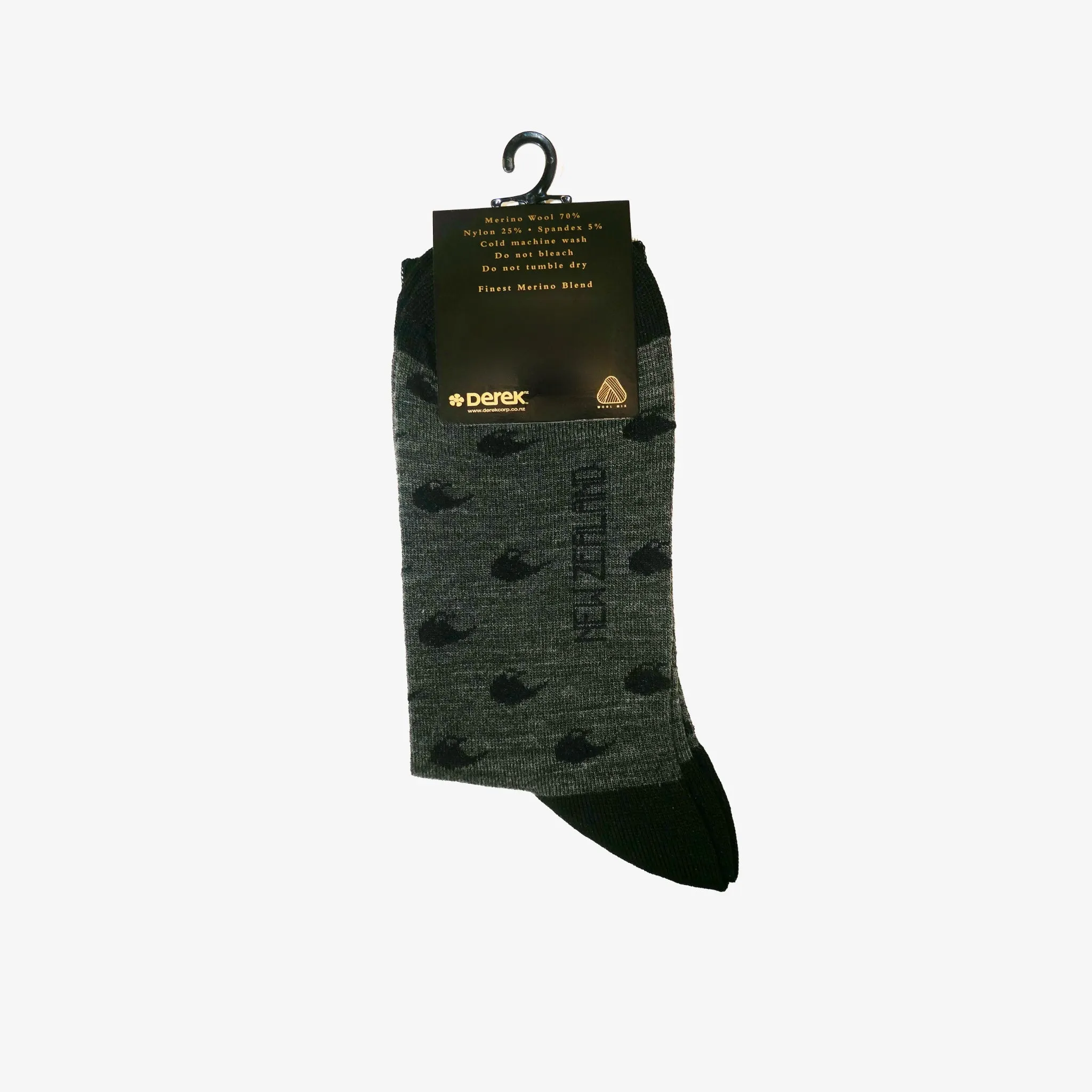 Mens Merino Wools Socks - Mini Kiwis Black, M-L