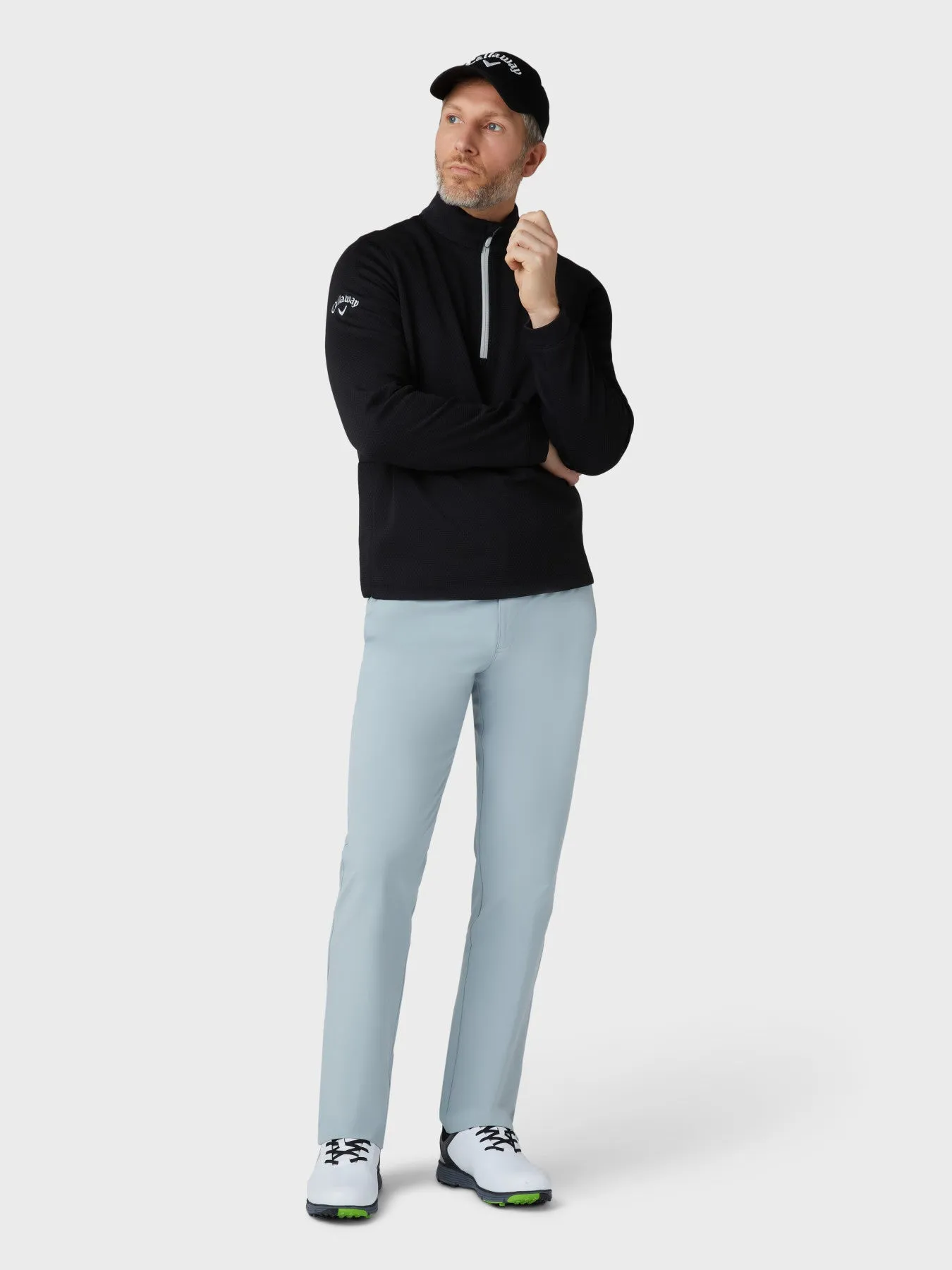 Men's Midweight 1/4 Zip Hex Pullover In Caviar