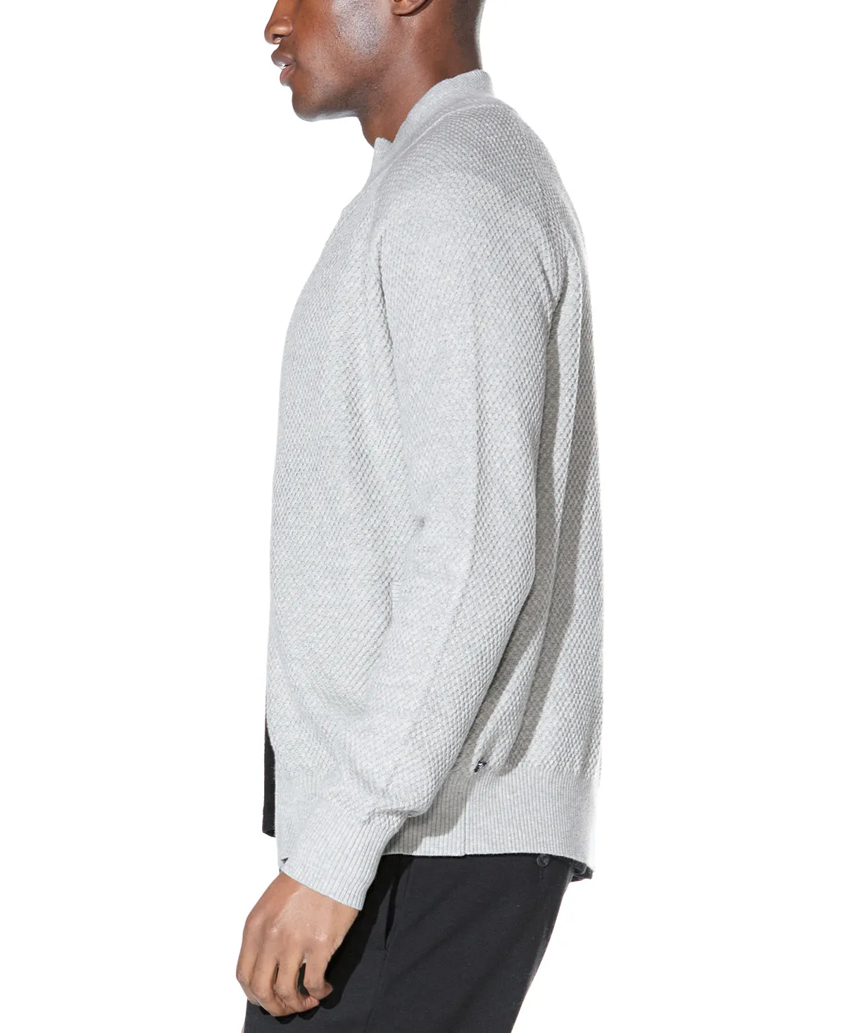 Nikhil Zip Funnel Neck Sweater (Heather Gray)