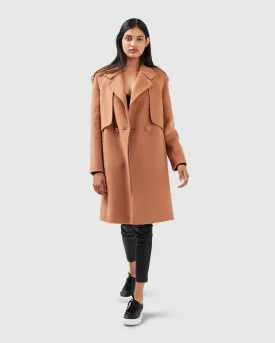 Palm City Wool Blend Coat - Camel