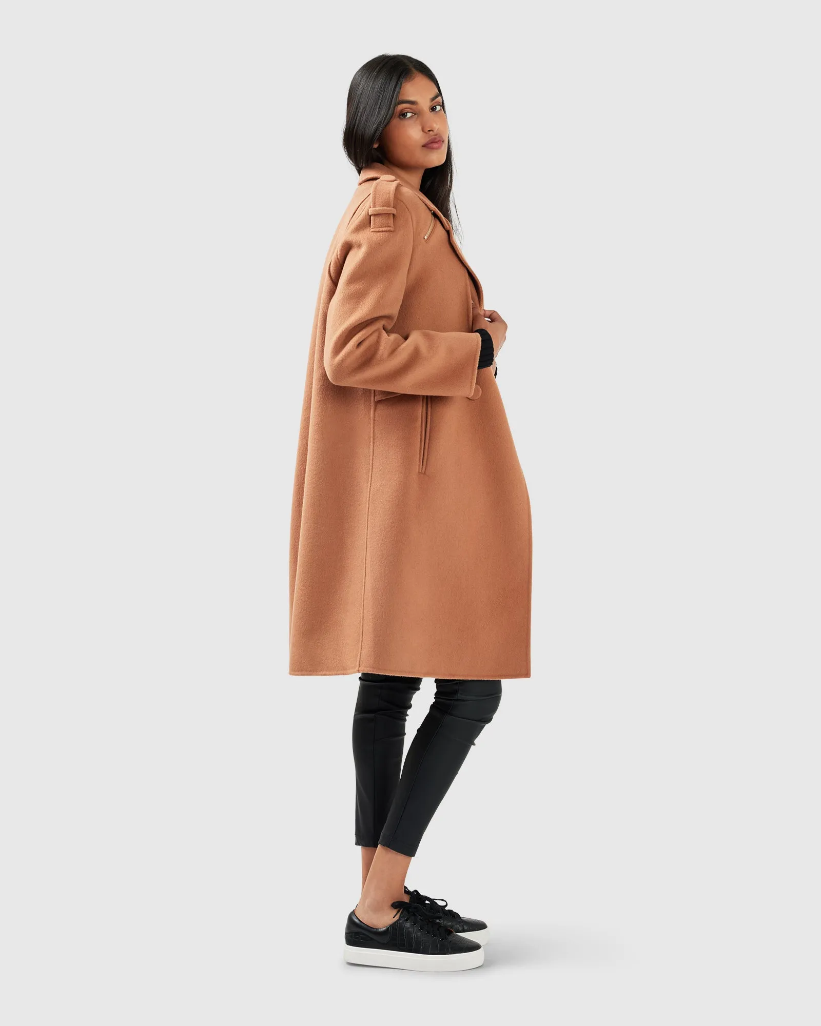 Palm City Wool Blend Coat - Camel