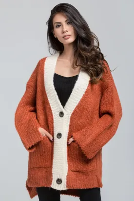 Pumpkin Wool Knit Oversized Cardigan