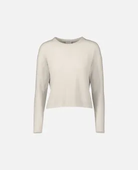 Rundhals Pullover aus Cashmere-Mischung in Weiß