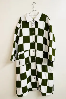 Scrap #27 White/Moss Chessboard Coat XL/1X