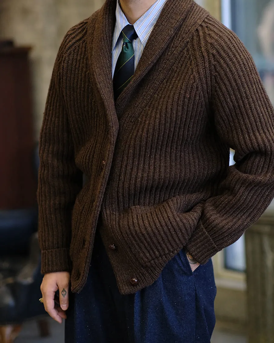 Shetland Wool Cable Knit Cardigan