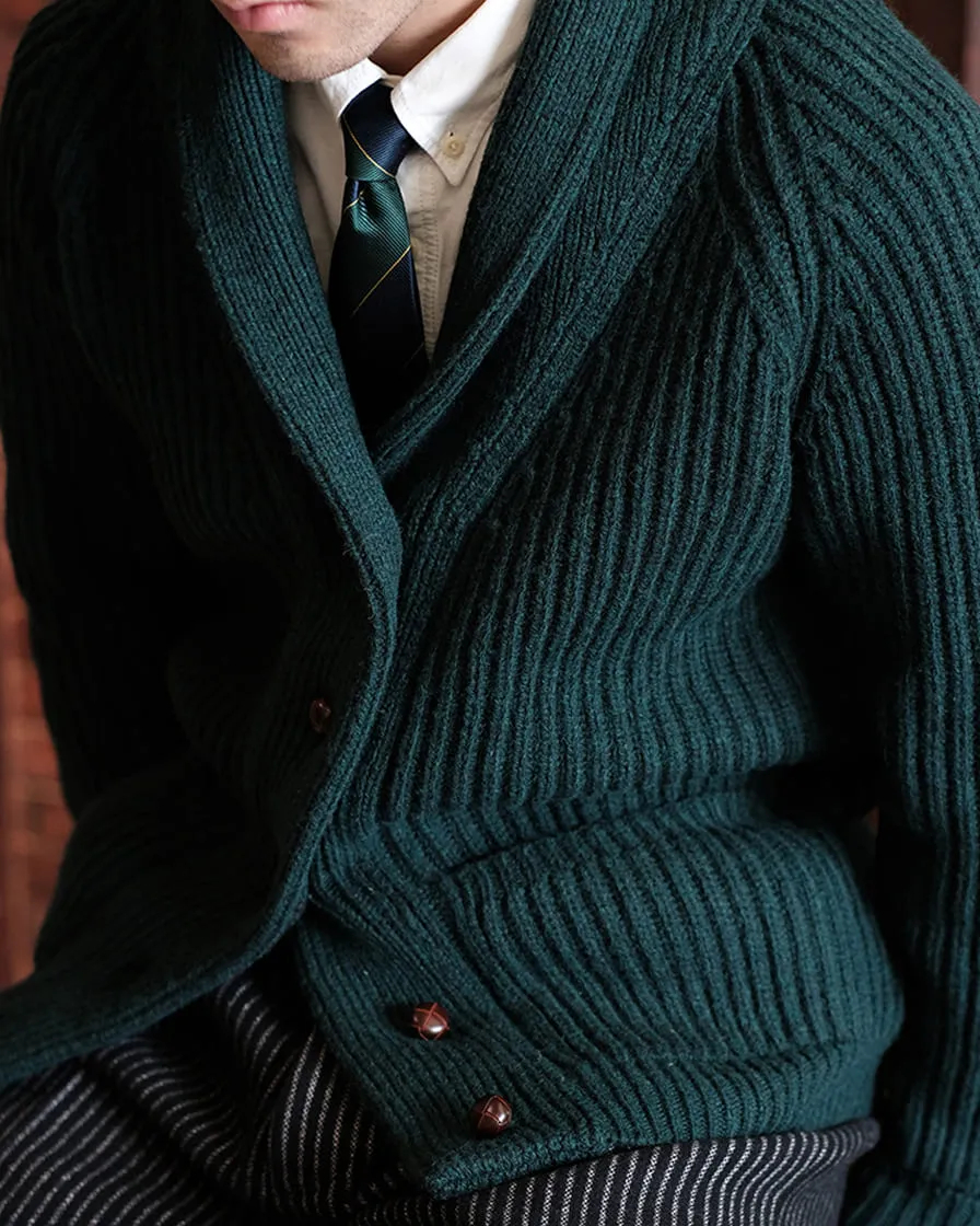 Shetland Wool Cable Knit Cardigan