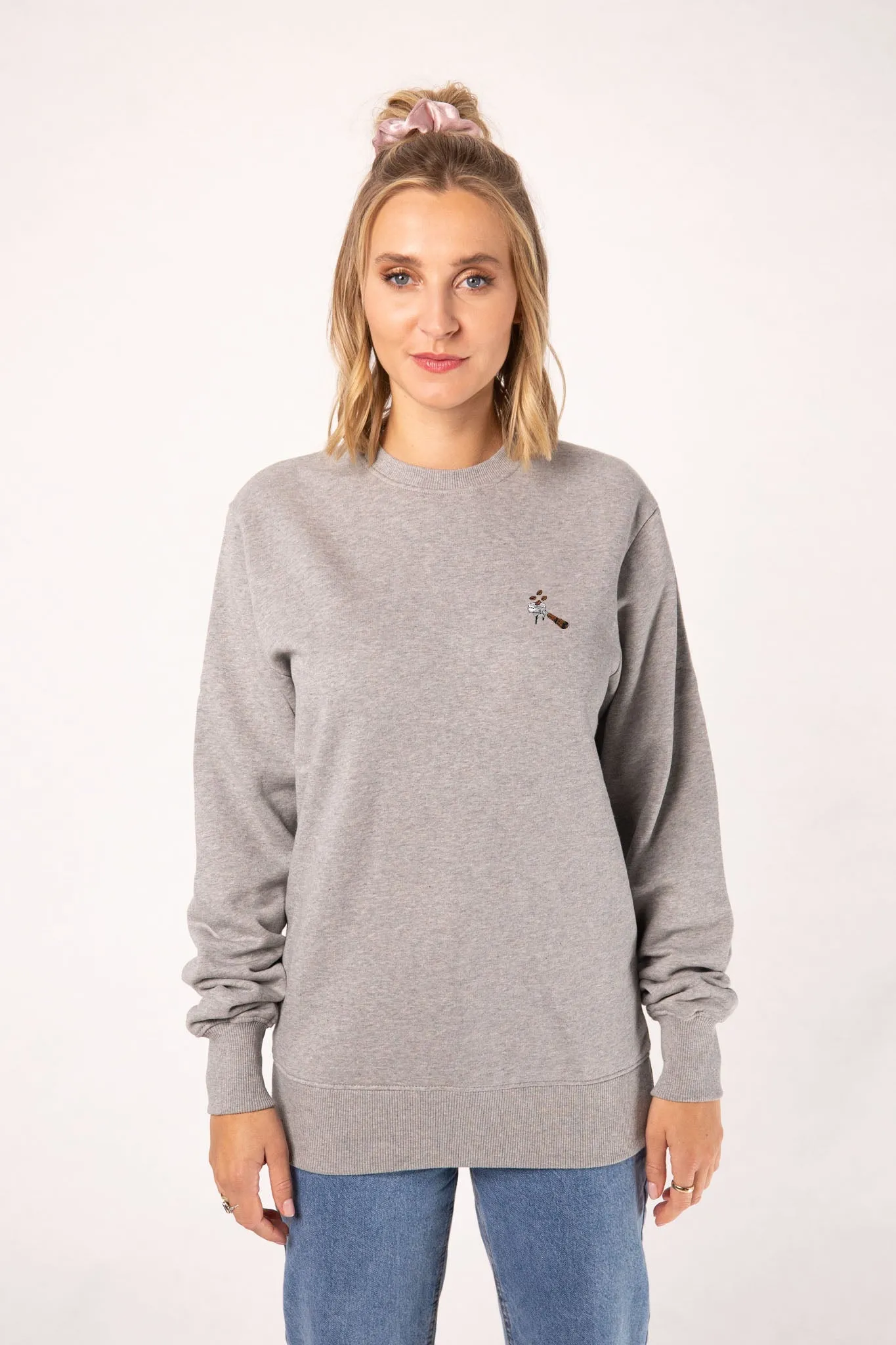 Siebträger Beans | Bestickter Bio-Baumwoll Frauen Pullover