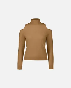 Stehkragen Pullover aus Cashmere-Mischung in Beige