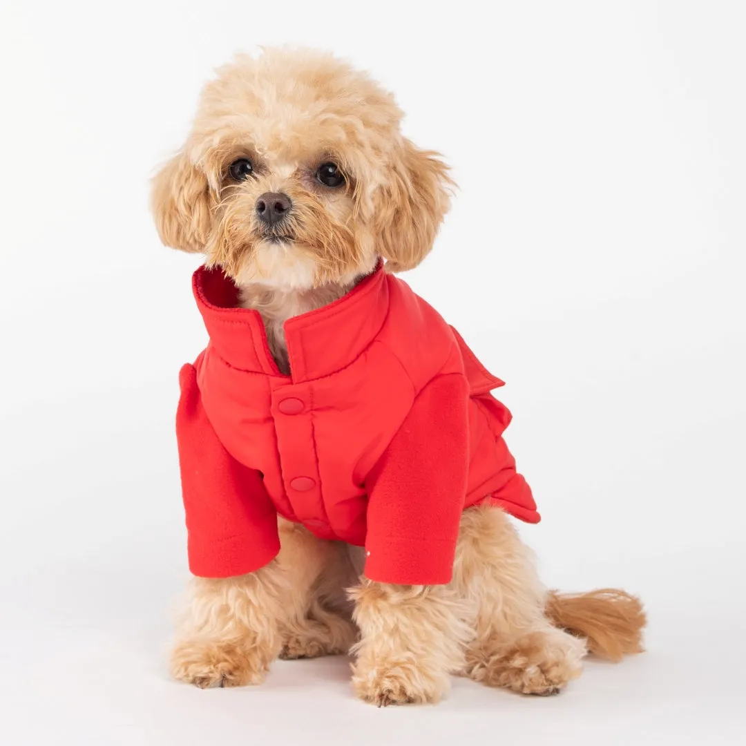 Teddy Bear Pocket Padded Coat - Red