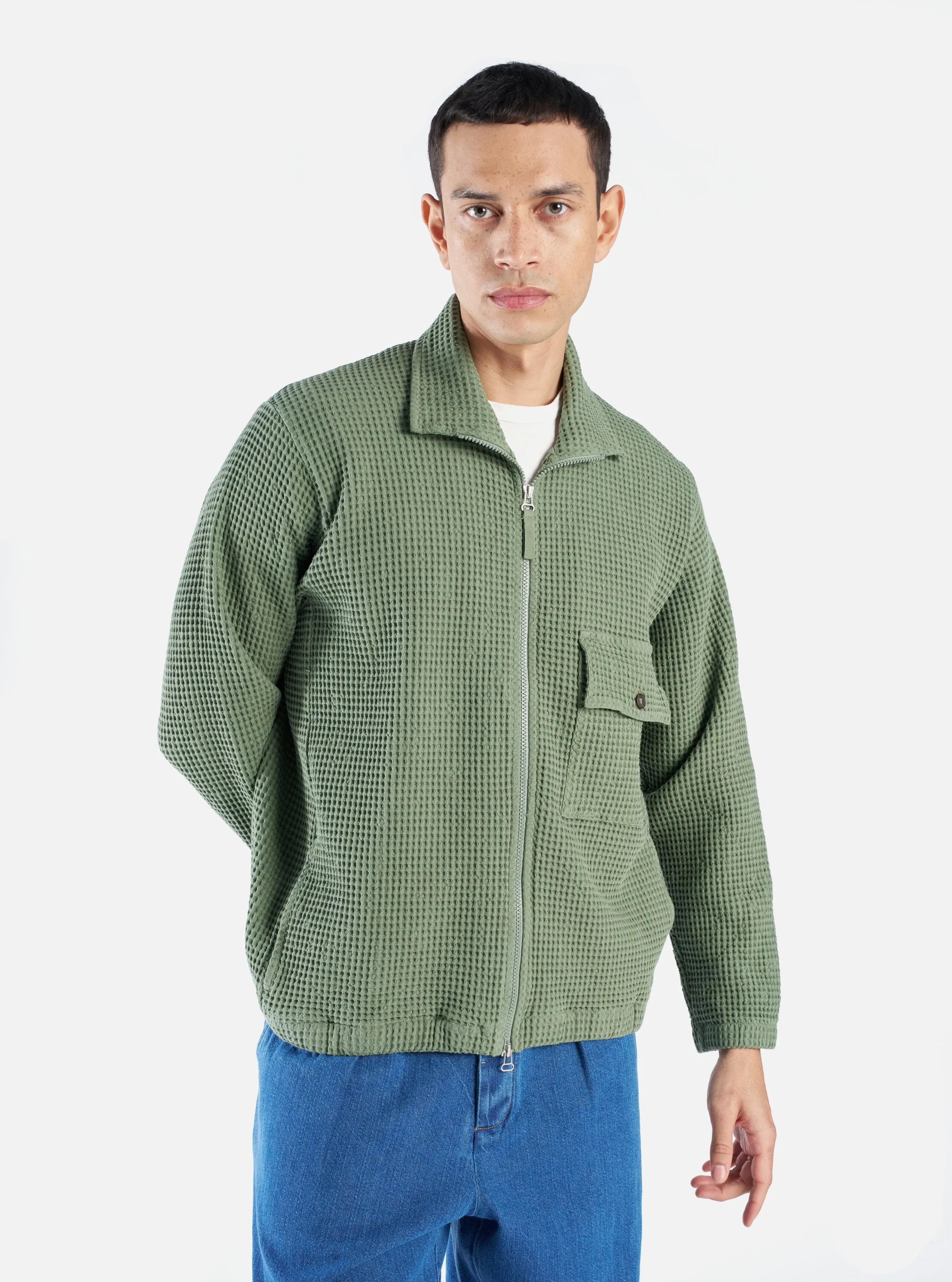 Universal Works K Track Top in Birch Pike Waffle