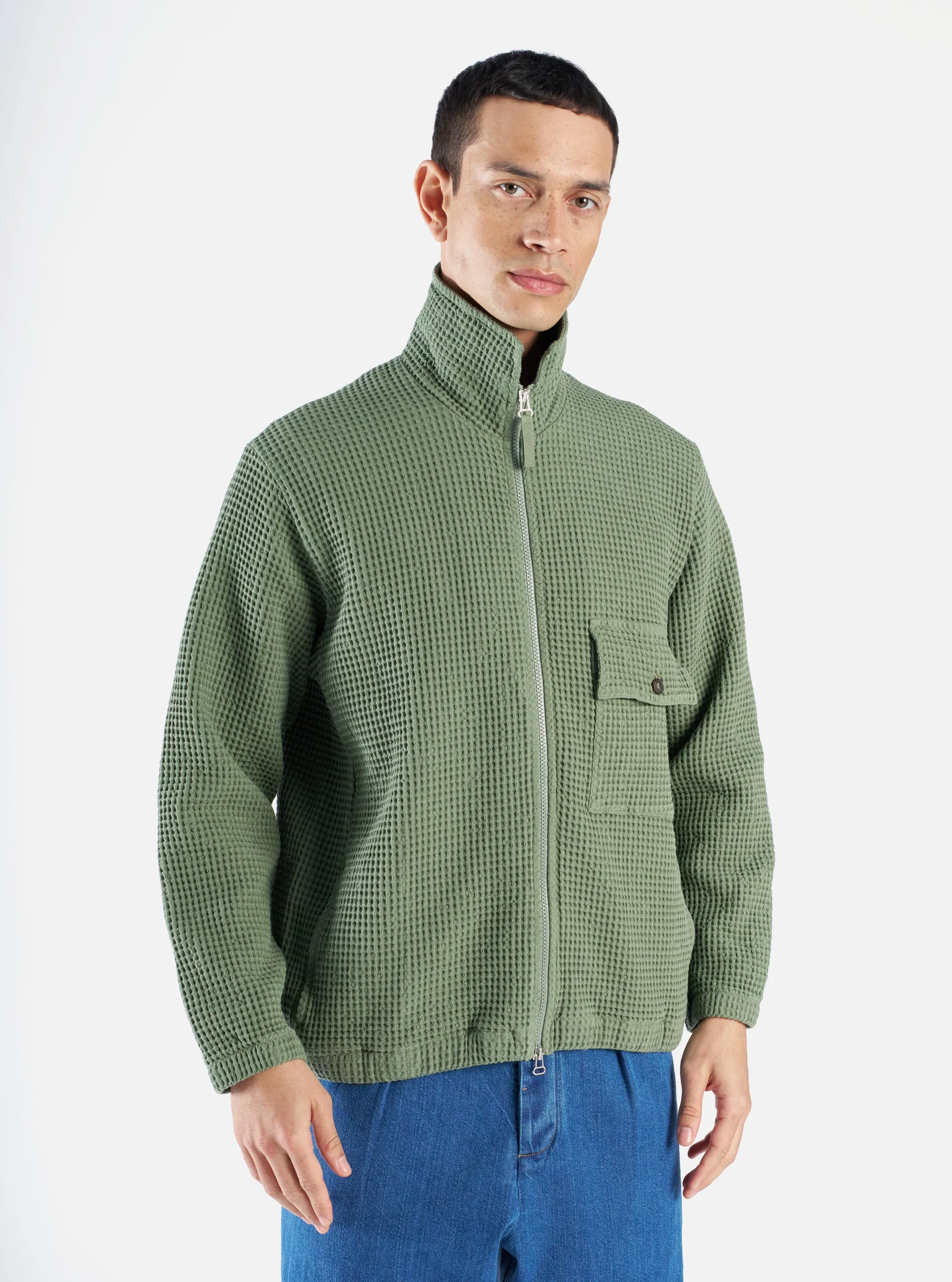 Universal Works K Track Top in Birch Pike Waffle