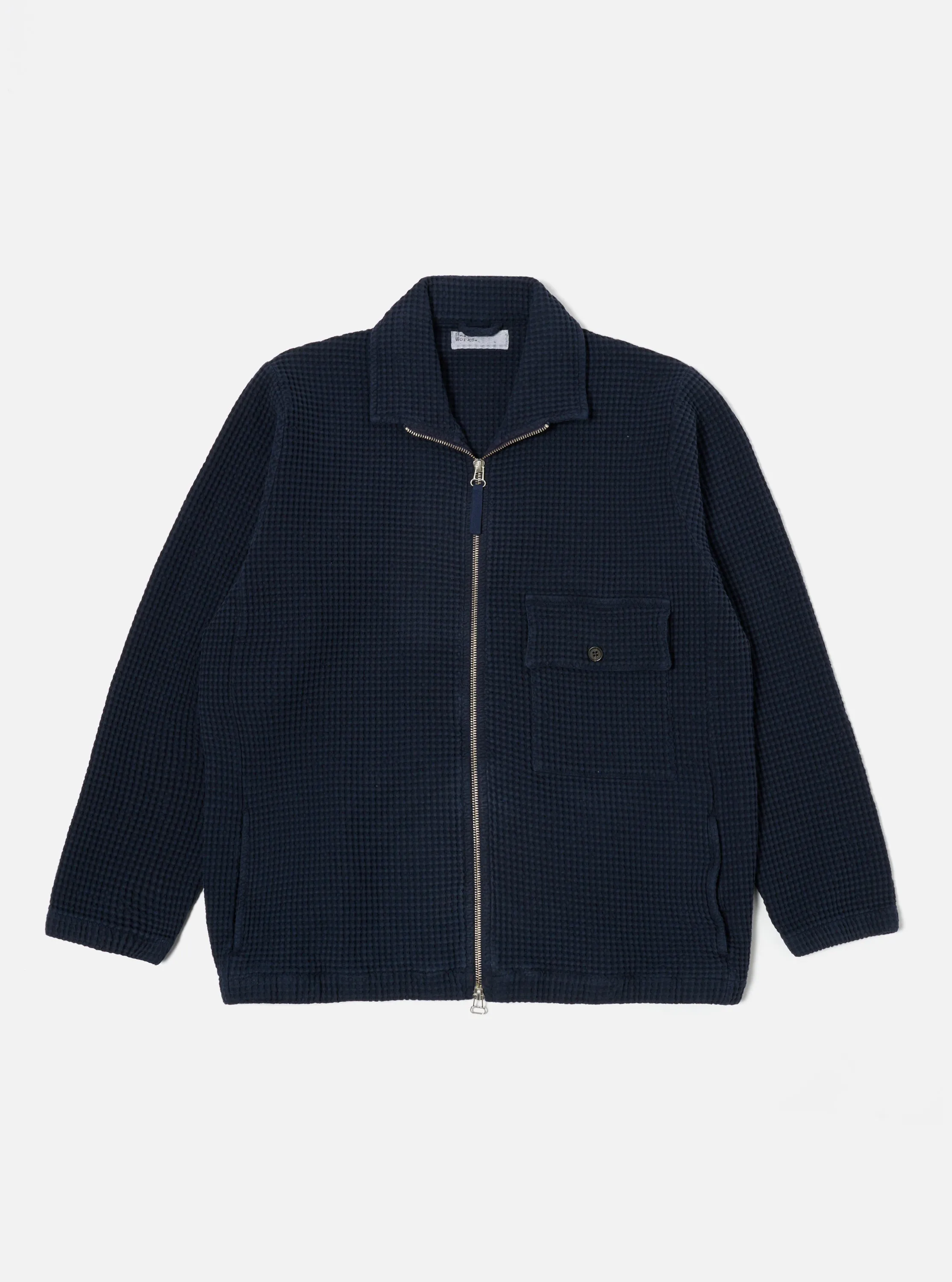 Universal Works K Track Top in Navy Pike Waffle