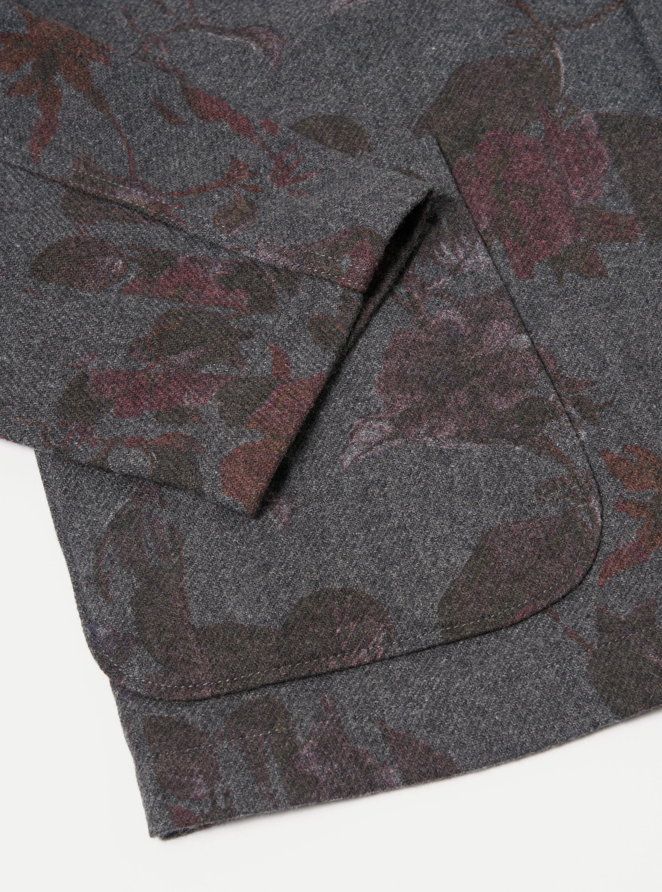 Universal Works Three Button Jacket in Mid Grey Printed Flannel