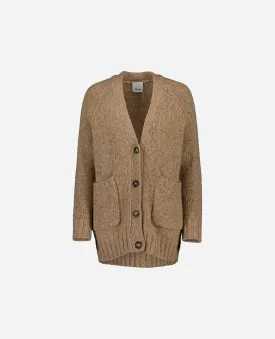 V-Strickjacke aus Cashmere in Beige