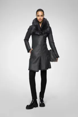 Valerie - Anthracite Silky Shearling Coat