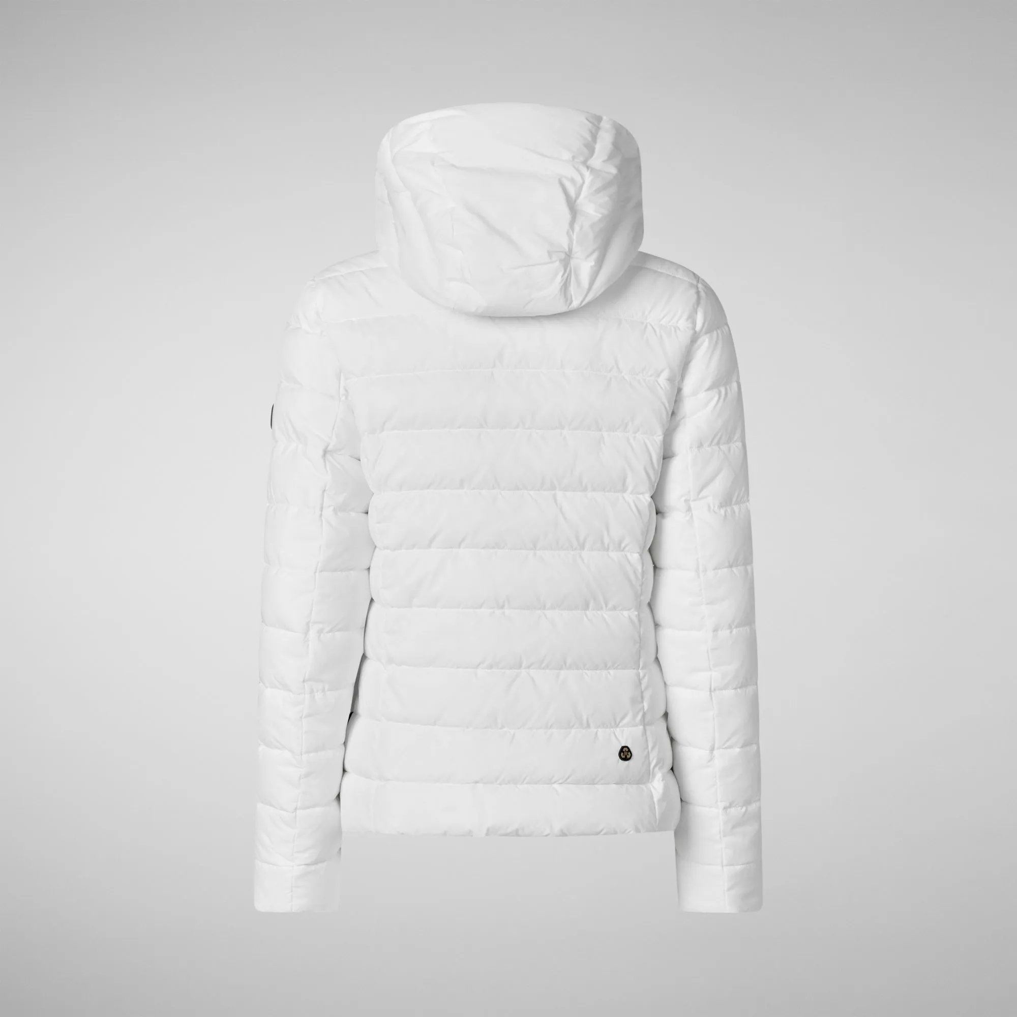 Woman's animal free hooded puffer jacket Amelie in white