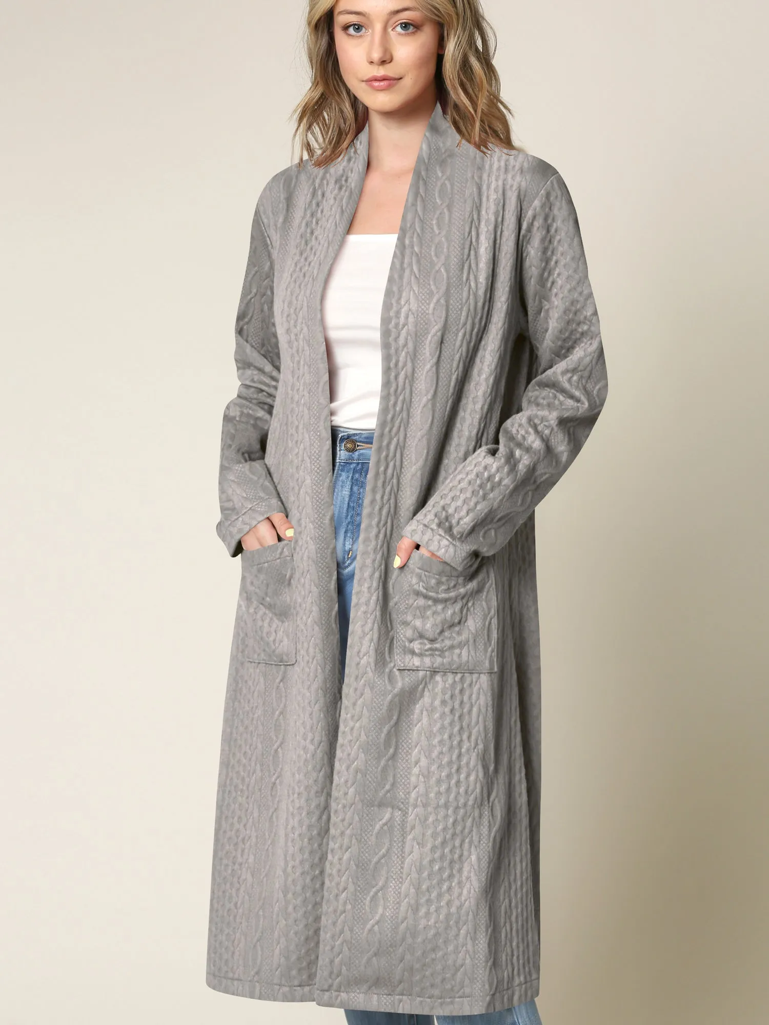 Women's Knit Long Sweater Drape Cardigan with Pockets