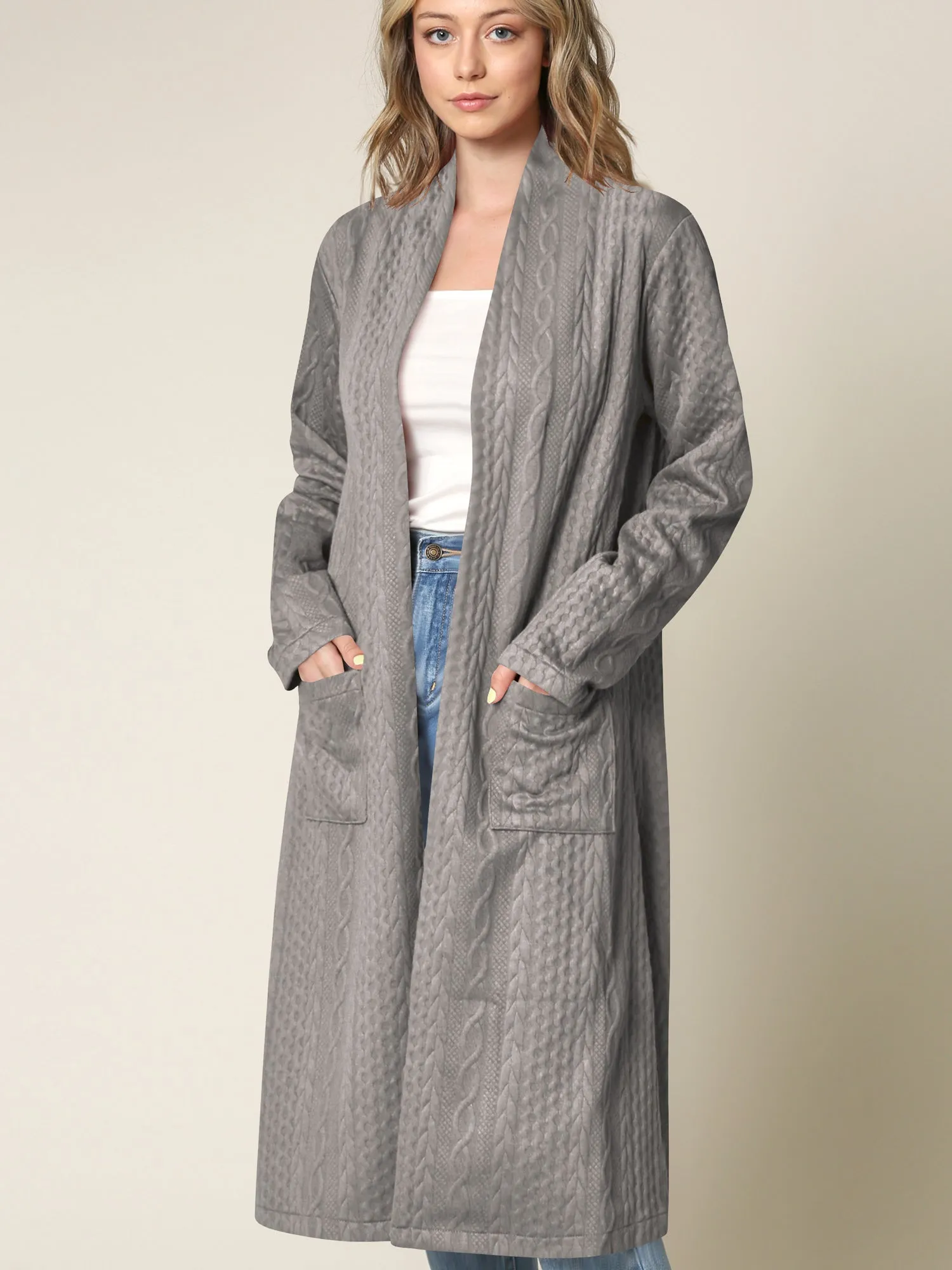 Women's Knit Long Sweater Drape Cardigan with Pockets