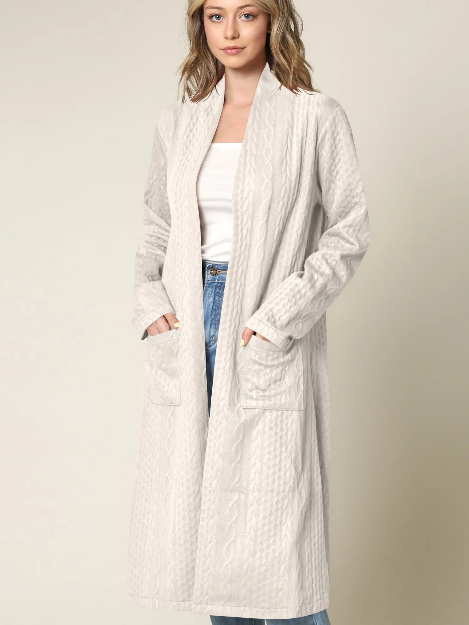 Women's Knit Long Sweater Drape Cardigan with Pockets